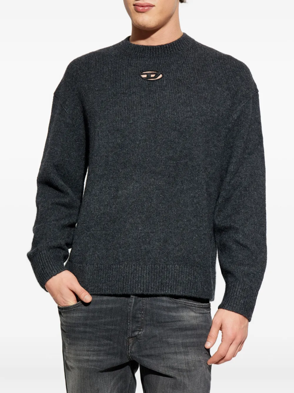 Diesel K-Areeso trui met uitgesneden details en logo Grijs