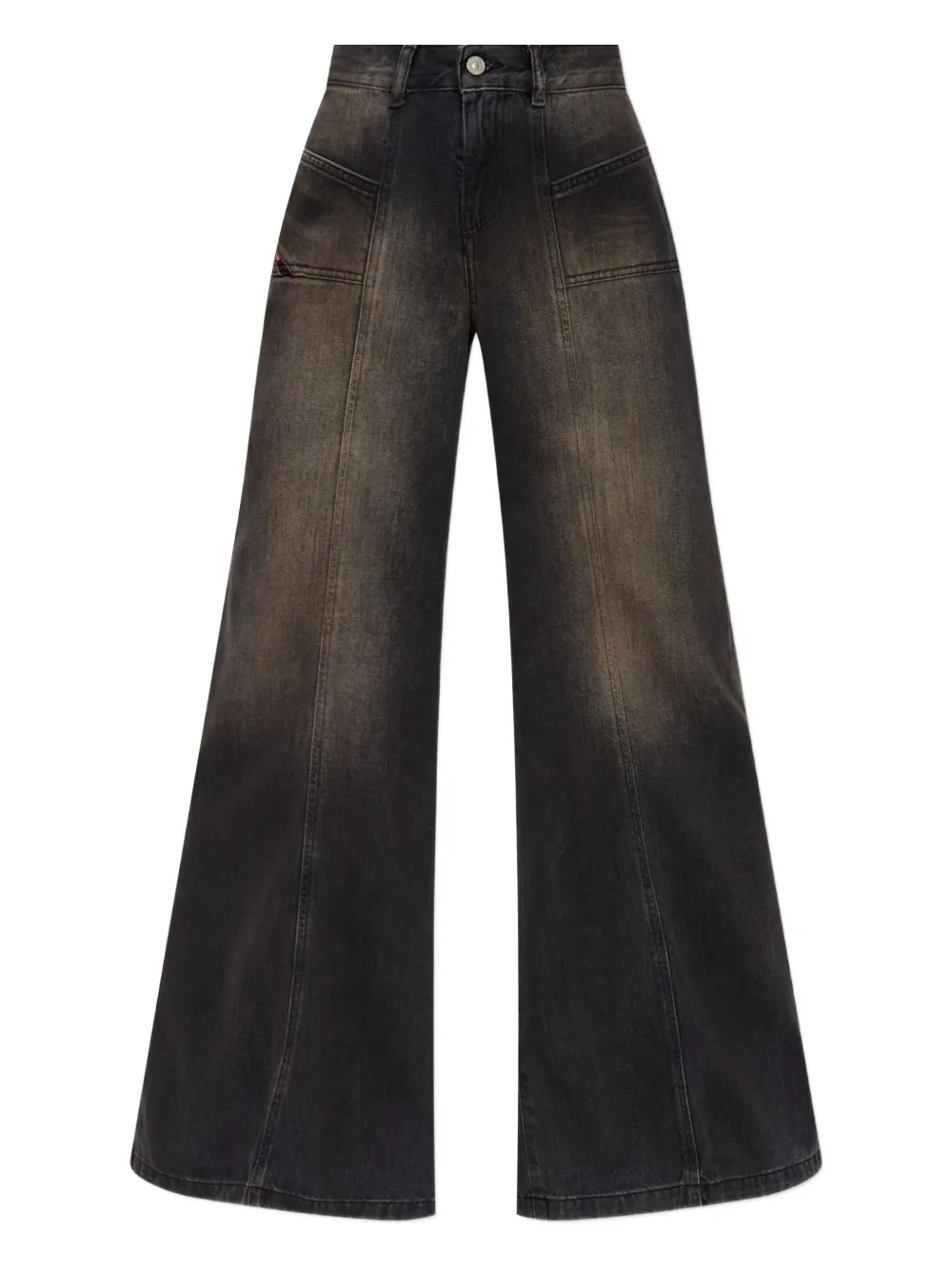 Diesel Black Cotton Relaxed Fit Jeans In Gray