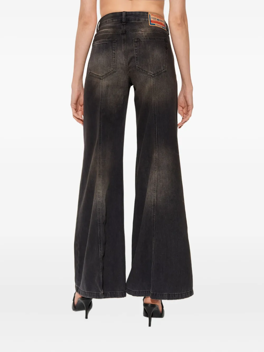 Diesel Black Cotton Relaxed Fit Jeans In Gray