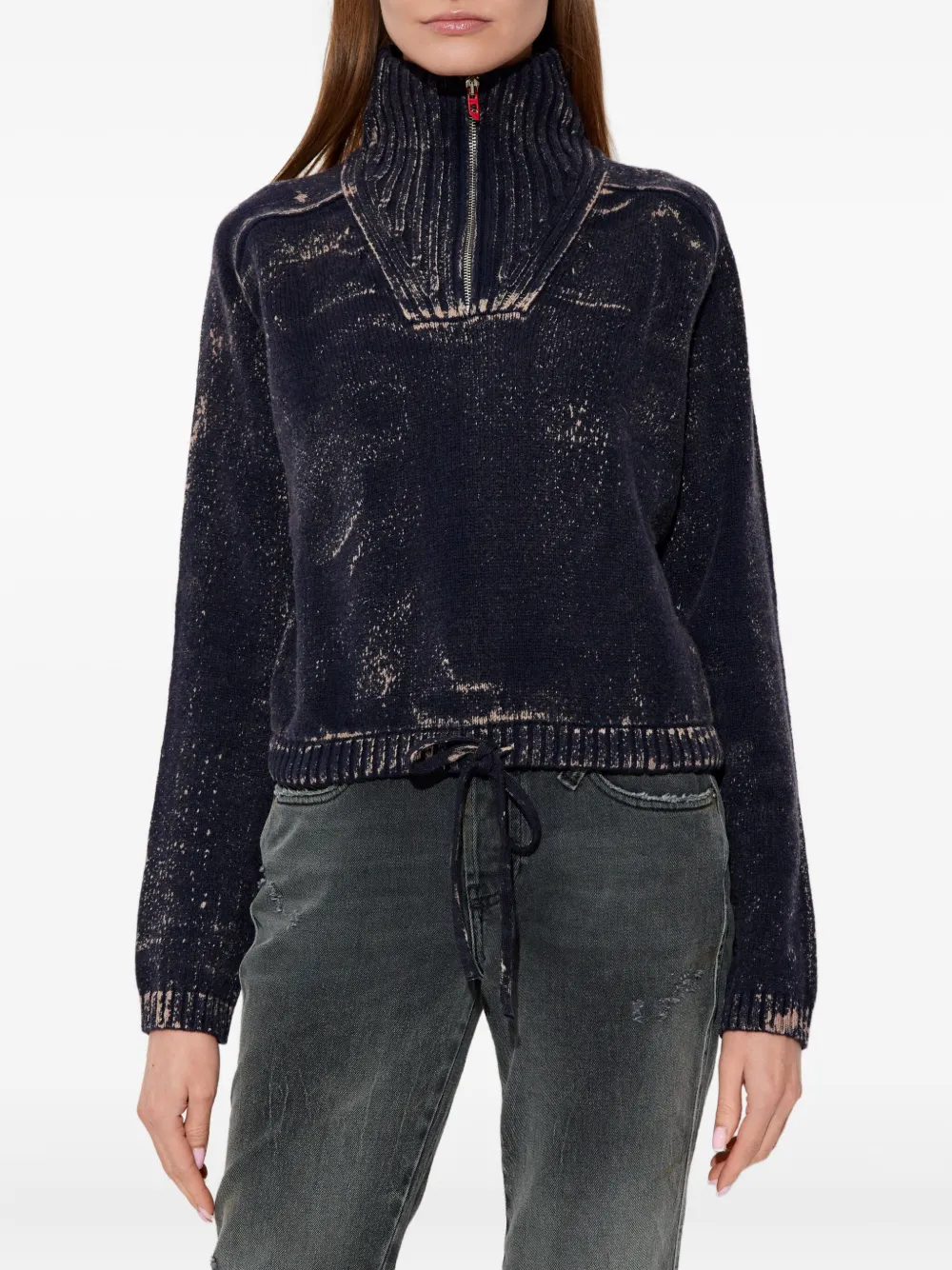 Diesel M-Marcellette trui met halve rits Blauw