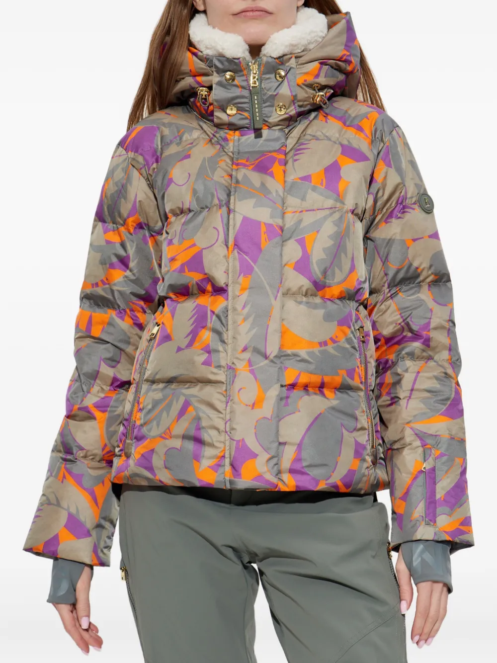 Bogner Maja Leaf-print Ski Jacket In Multi