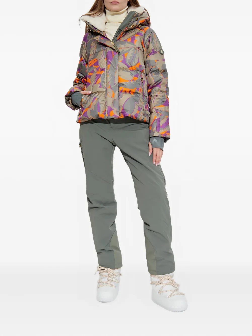Bogner Maja Leaf-print Ski Jacket In Multi
