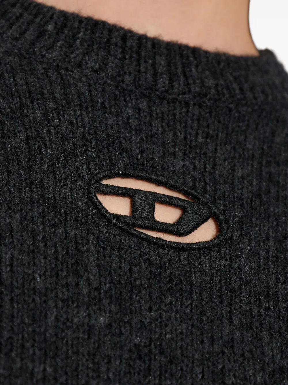 Diesel M-Areeta trui met uitgesneden details en logo Grijs