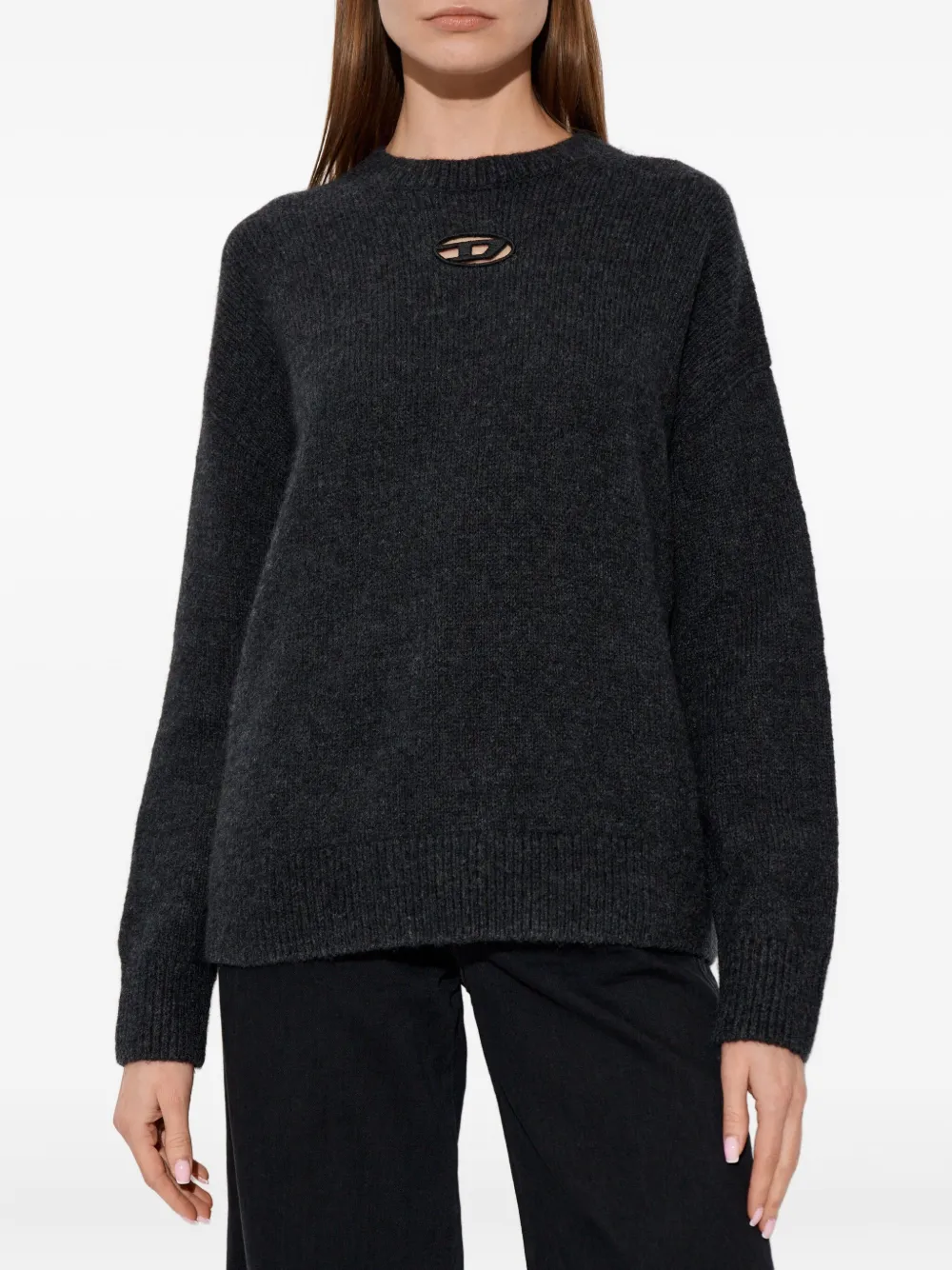 Diesel M-Areeta trui met uitgesneden details en logo Grijs