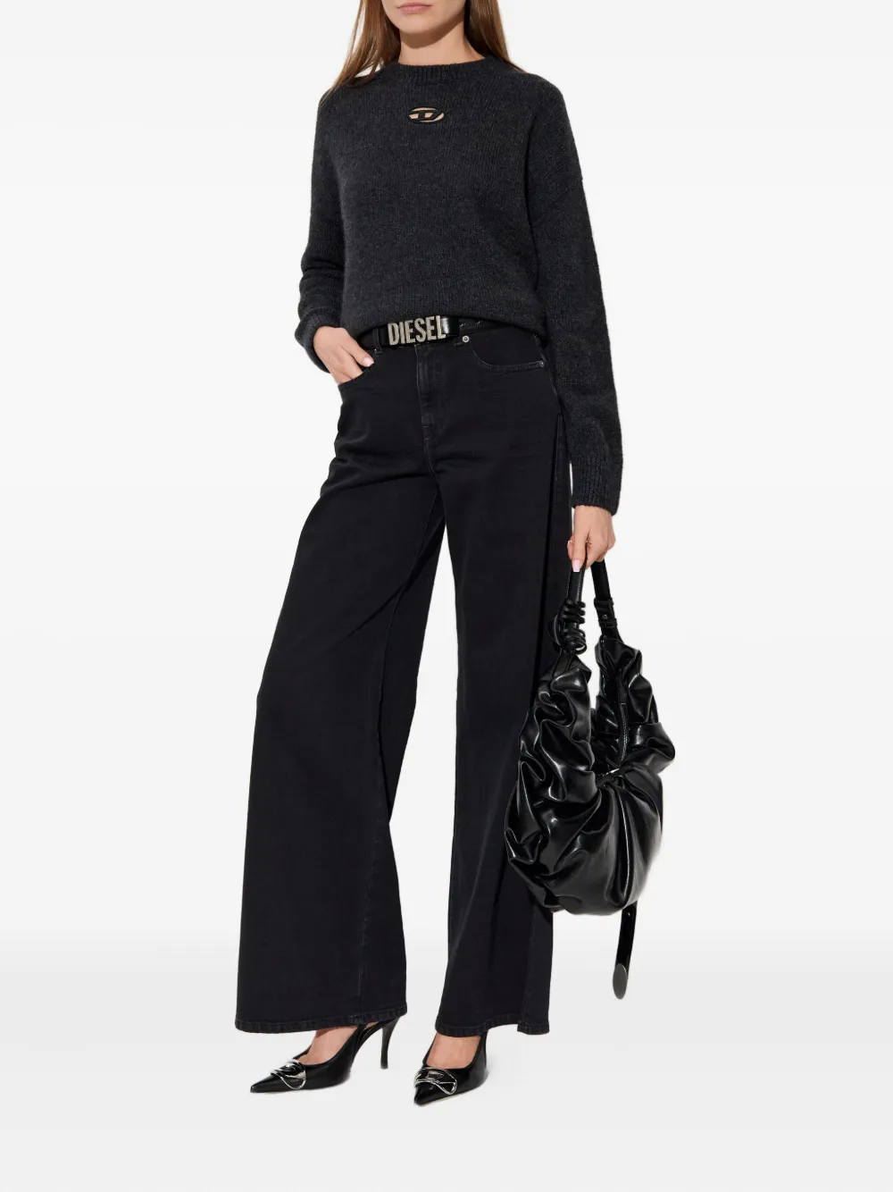 Diesel M-Areeta trui met uitgesneden details en logo Grijs