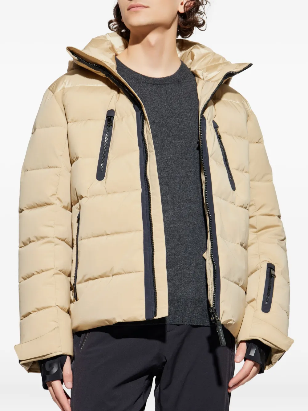 Bogner Hooded Zipped Padded Jacket In Neutral