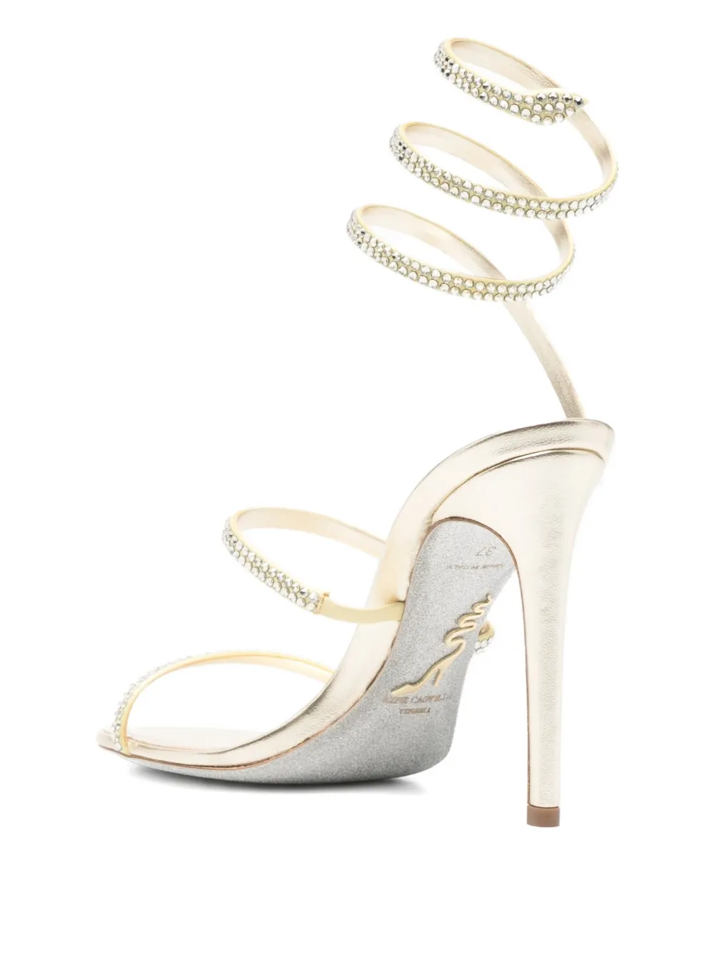 René Caovilla 105mm Cleo Spiral Heeled Sandals In Gold