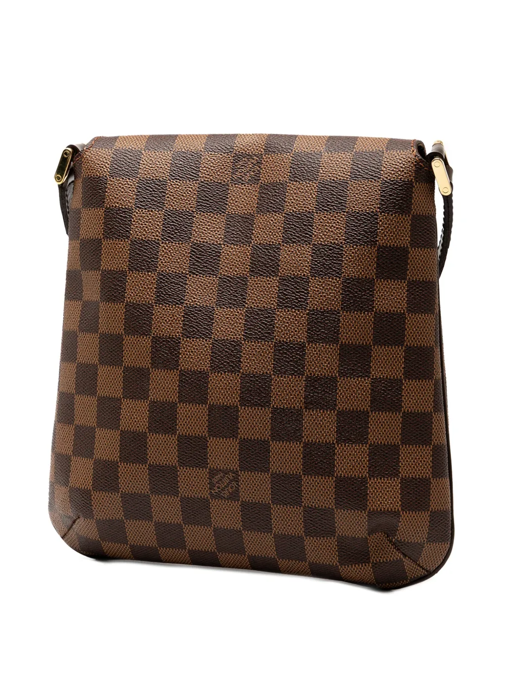 Pre-owned Louis Vuitton 2003 Damier Ebene Musette Salsa Long Strap Crossbody Bag In Brown
