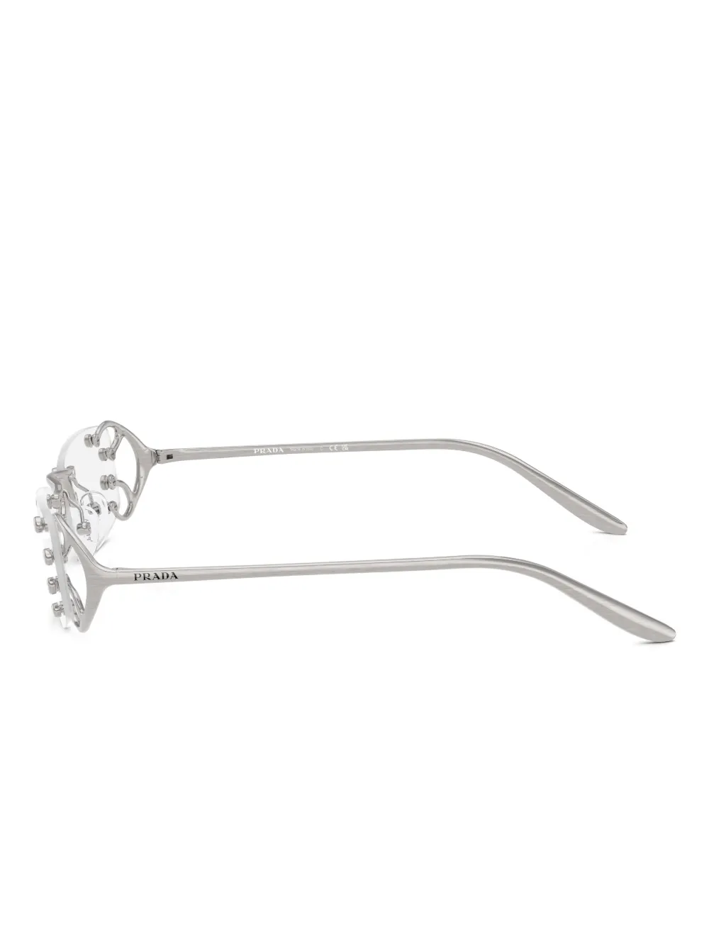 Prada Eyewear Bril met randloos metallic detail Zilver