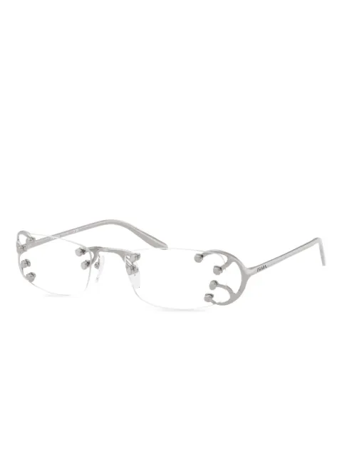 Prada Eyewear rimless metallic-detail glasses