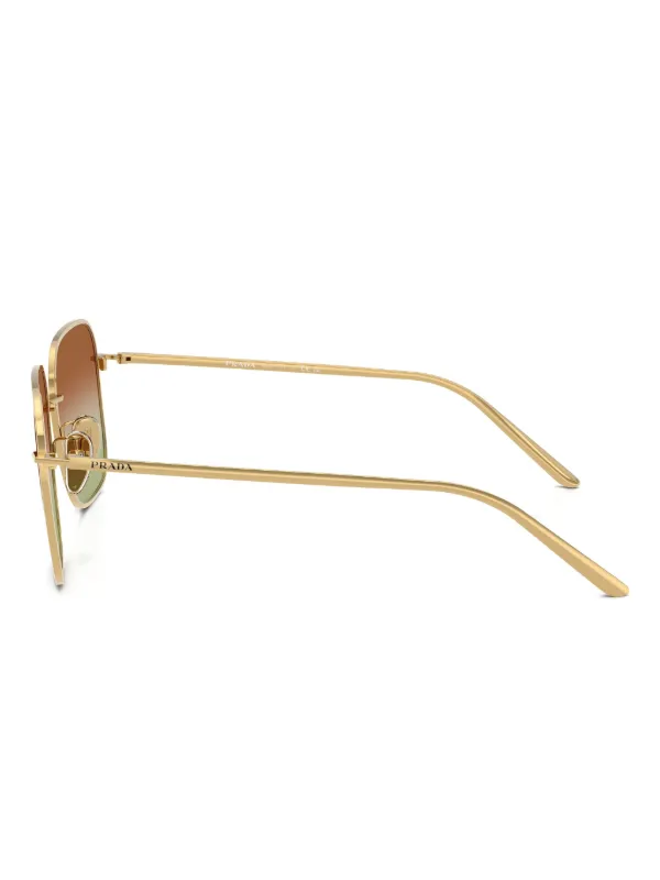 PRADA プラダ ラウンド サングラス ゴールドフレーム Prada Eyewear スクエアフレーム サングラス | ゴールドトーン
