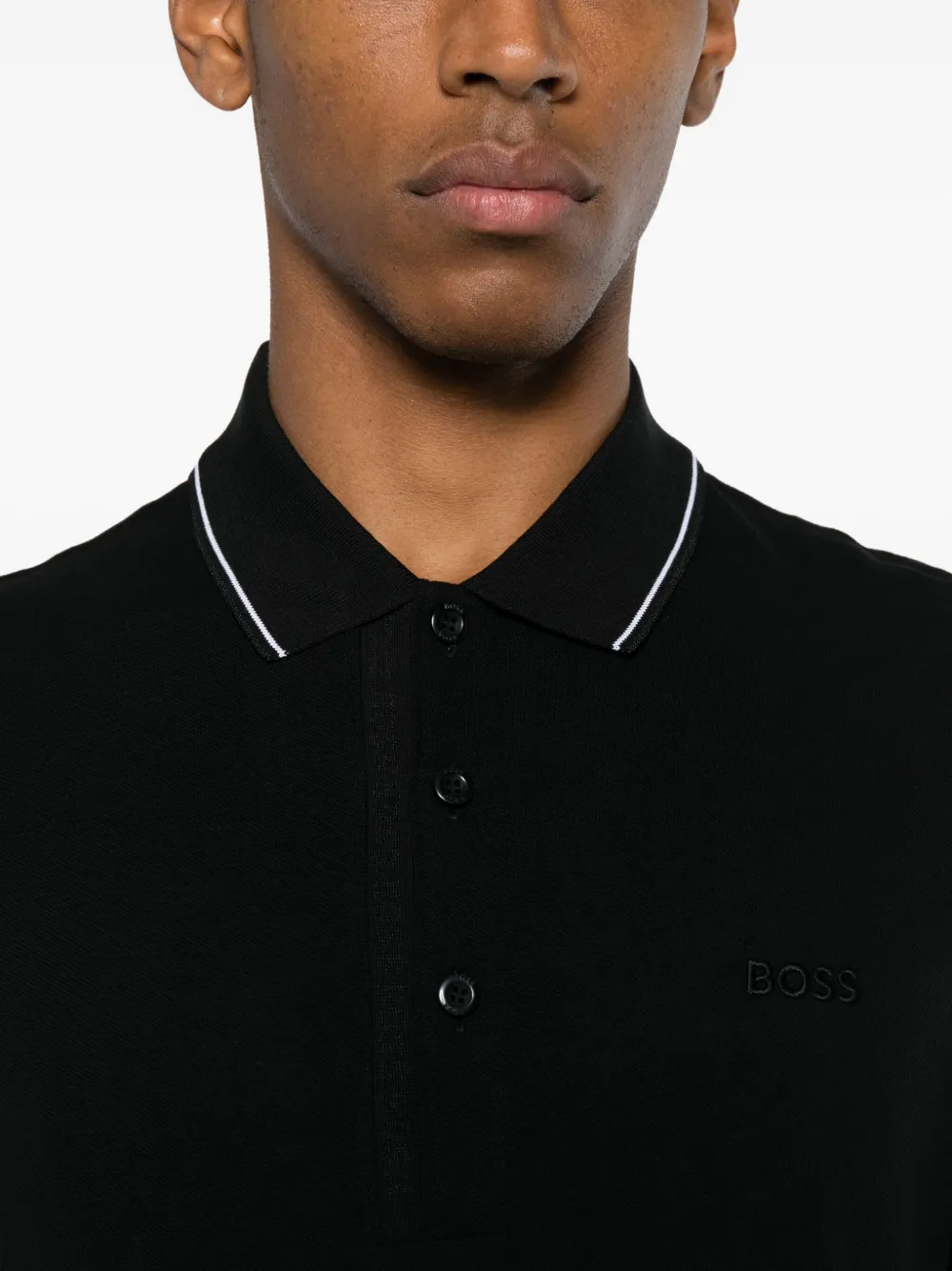BOSS Poloshirt met afwerking Zwart