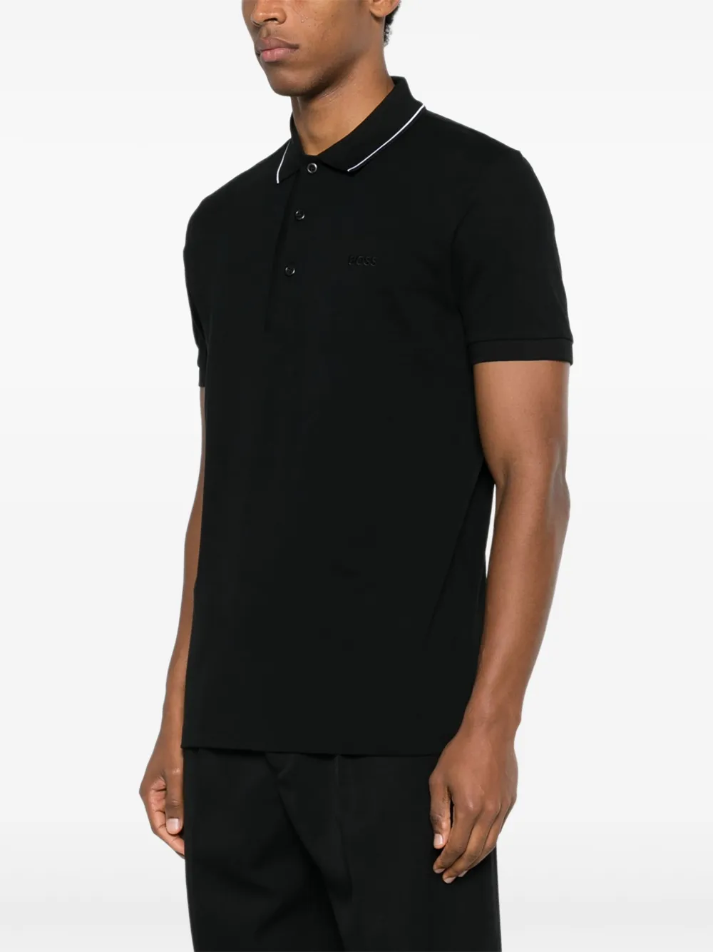 BOSS Poloshirt met afwerking Zwart