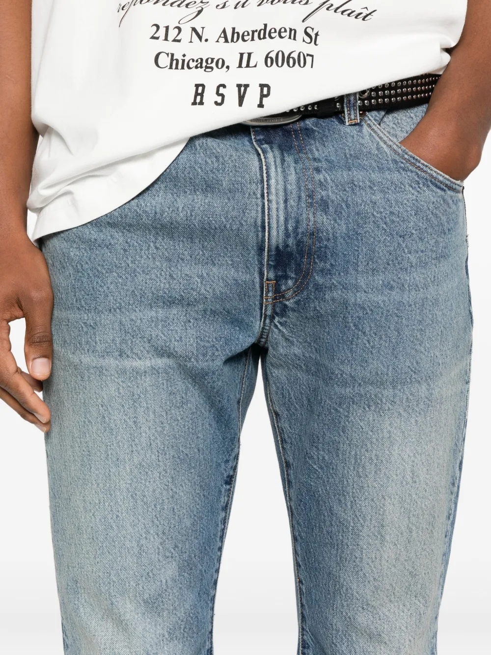 Blk Dnm Topstitching Jeans In Blue