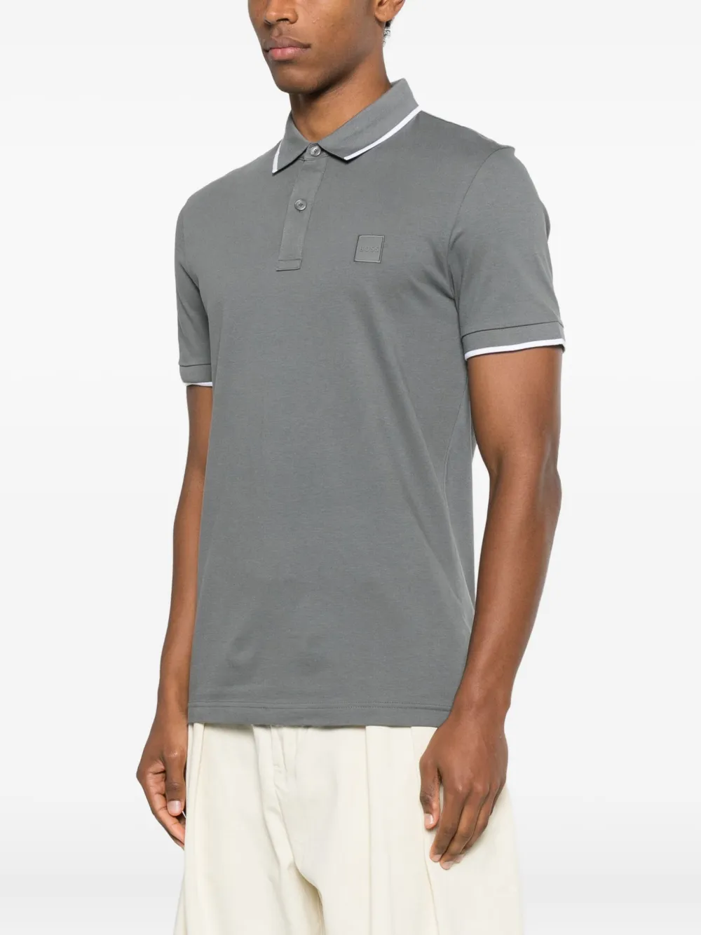 BOSS Poloshirt met afwerking Grijs