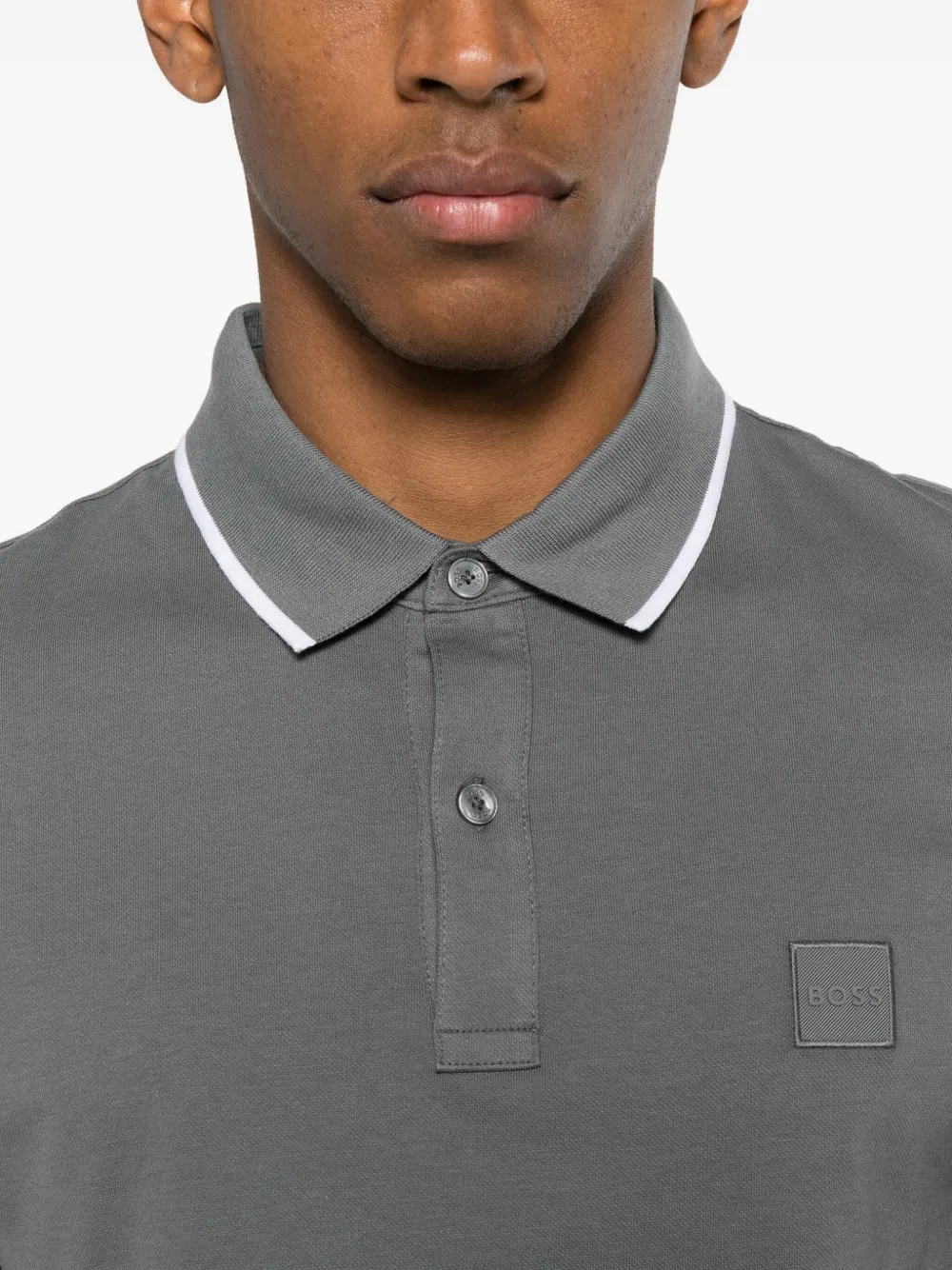 BOSS Poloshirt met afwerking Grijs
