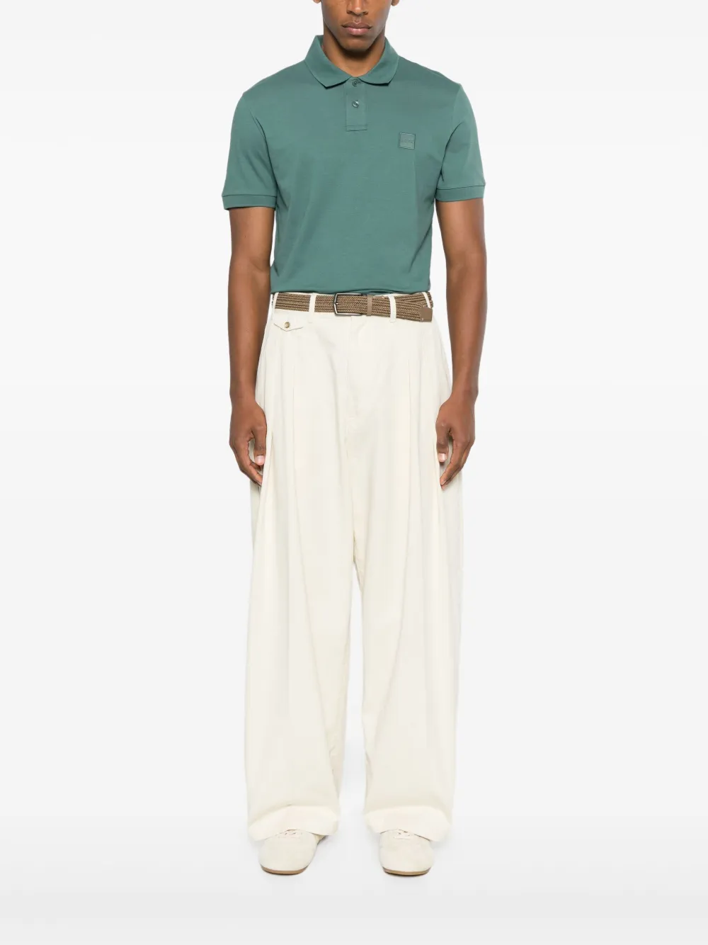 BOSS logo patch polo shirt - Groen