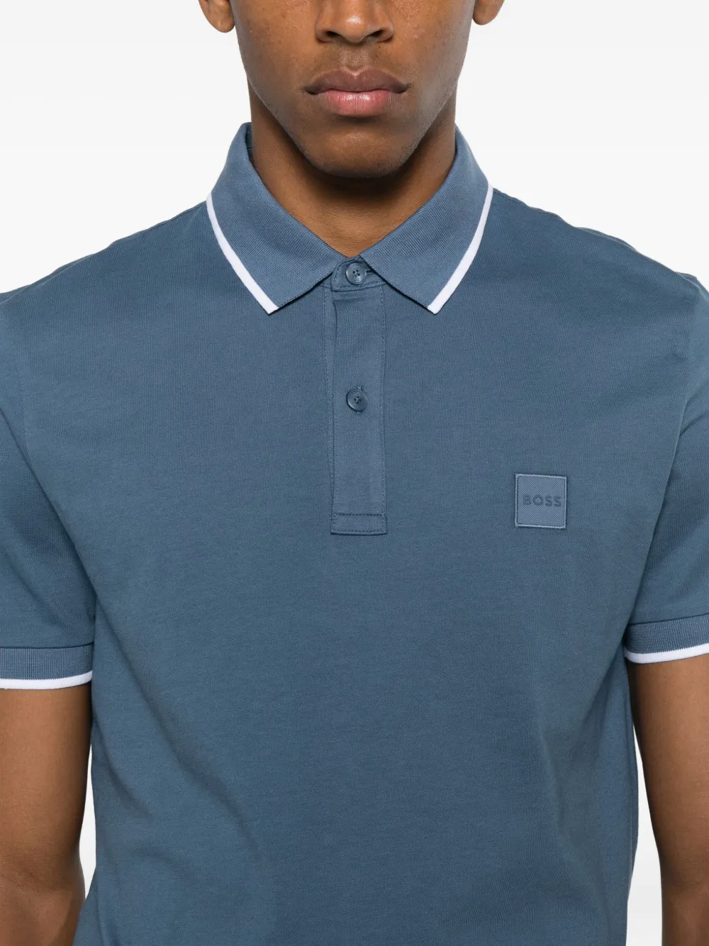 BOSS Poloshirt met afwerking Blauw