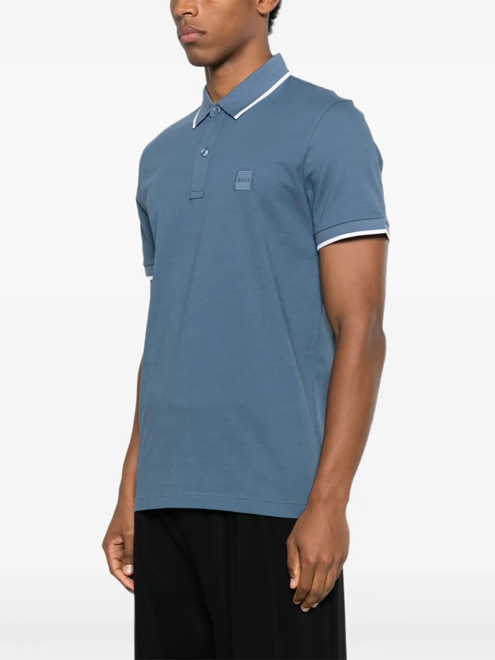 BOSS Poloshirt met afwerking Blauw