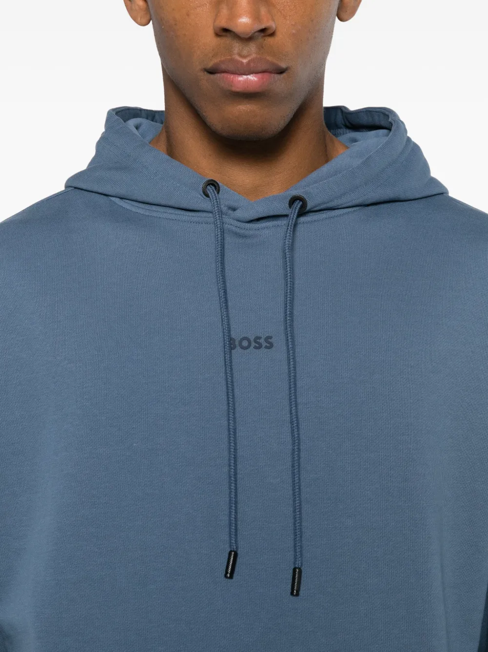 BOSS Sweater met capuchon en buidel Blauw