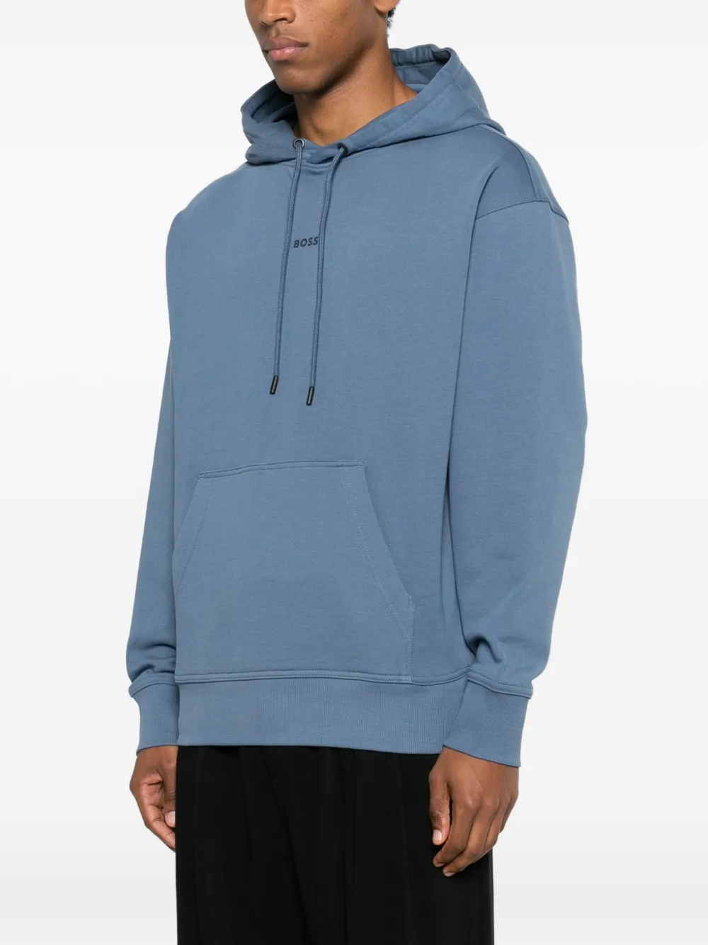 BOSS Sweater met capuchon en buidel Blauw