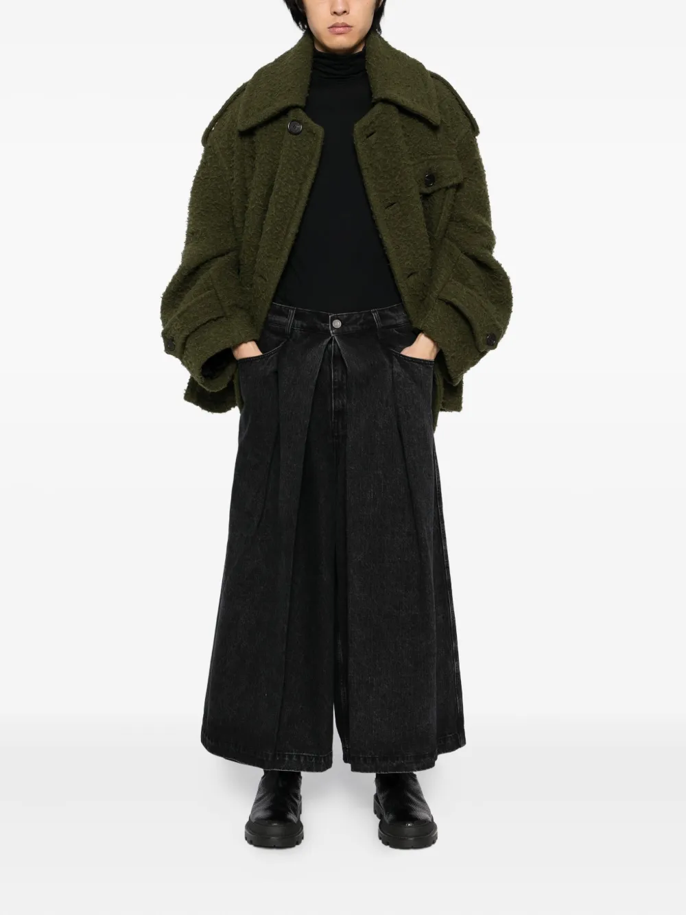 SONGZIO Cropped jeans met wijde pijpen - Zwart