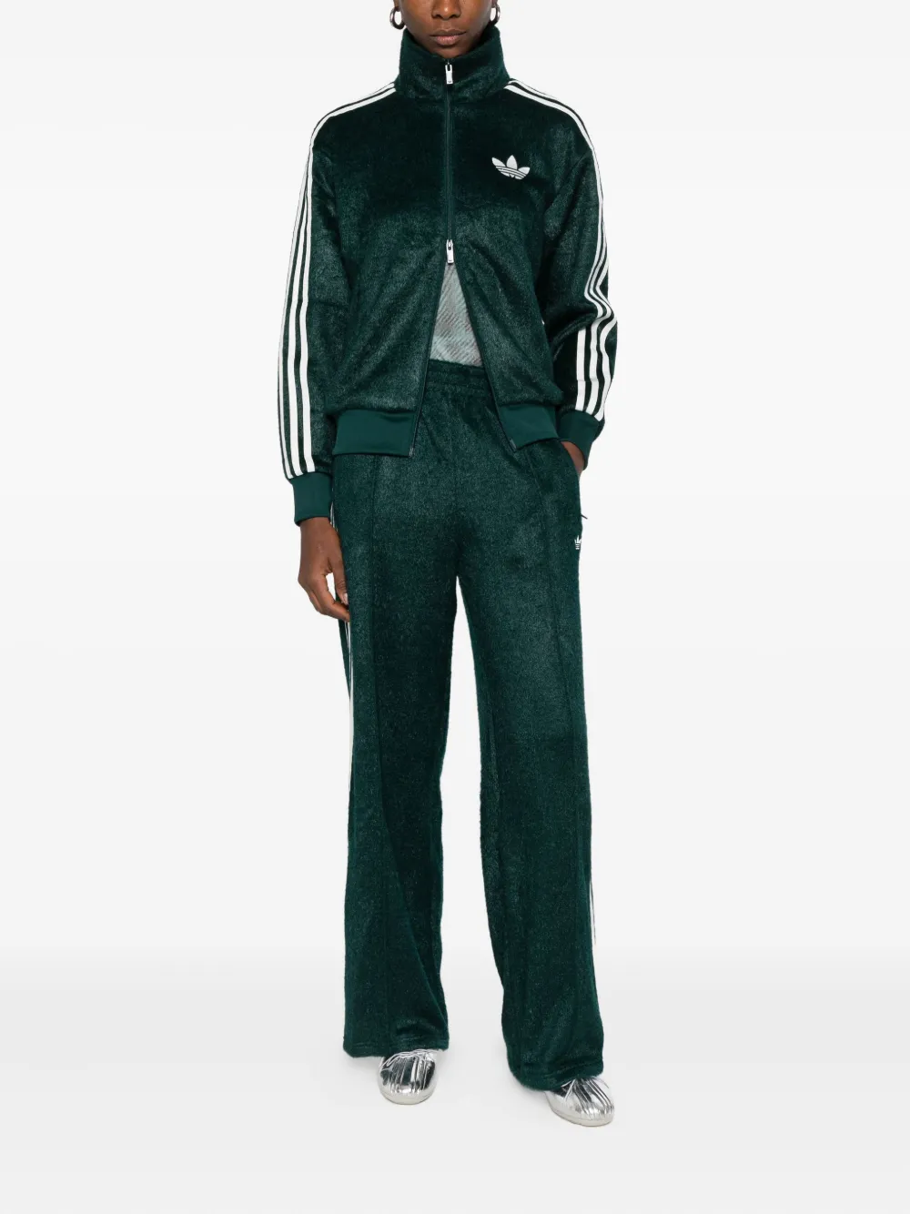 Adidas Originals Stripe Logo Track Pants In Green