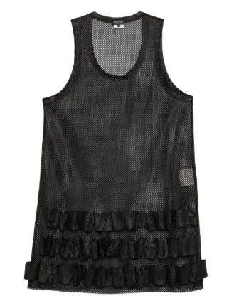 BLACK COMME des GARCONS メッシュタンクトップ S Comme Des Garçons Homme Plus Ruffled Mesh Tank Top | Black | FARFETCH