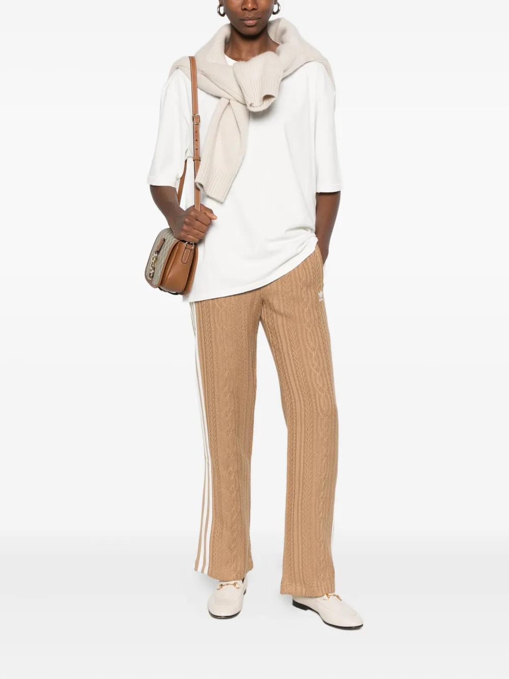 Adidas Originals Three-stripe Track Pants In Brown