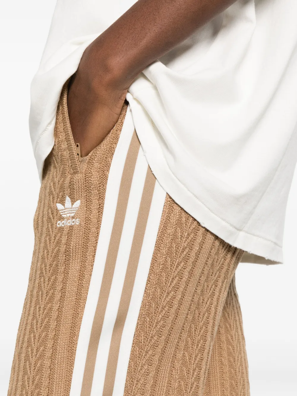 Adidas Originals Three-stripe Track Pants In Brown