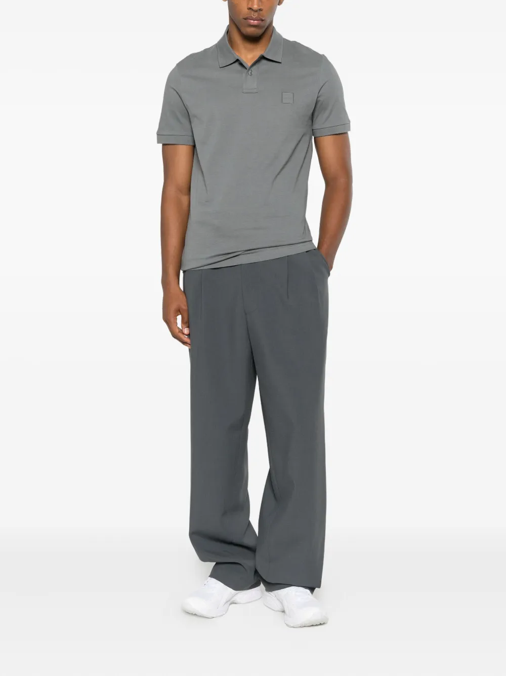 BOSS short-sleeve patch polo shirt - Grijs