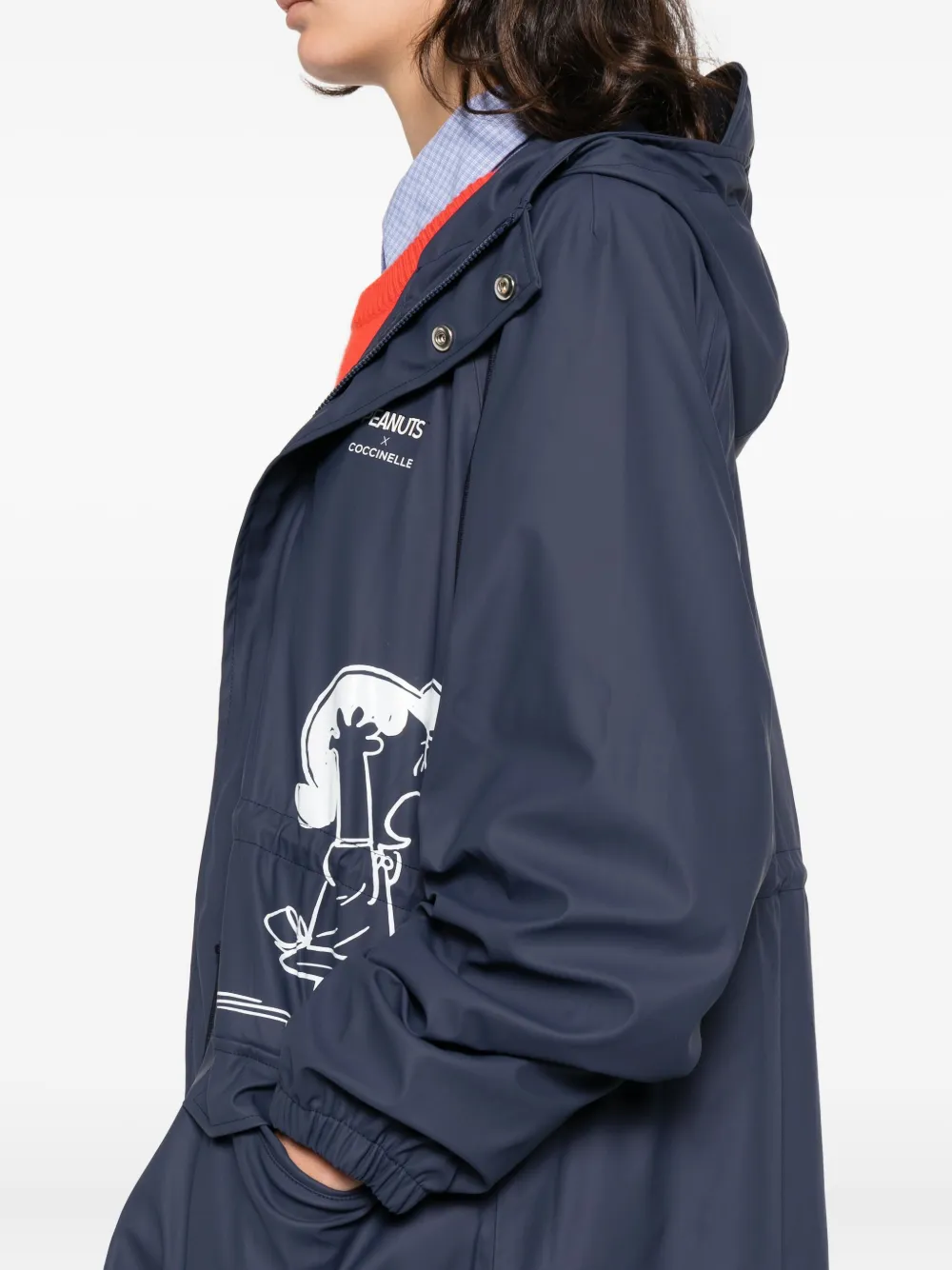 Coccinelle X Peanuts Graphic Hooded Jacket In Blue