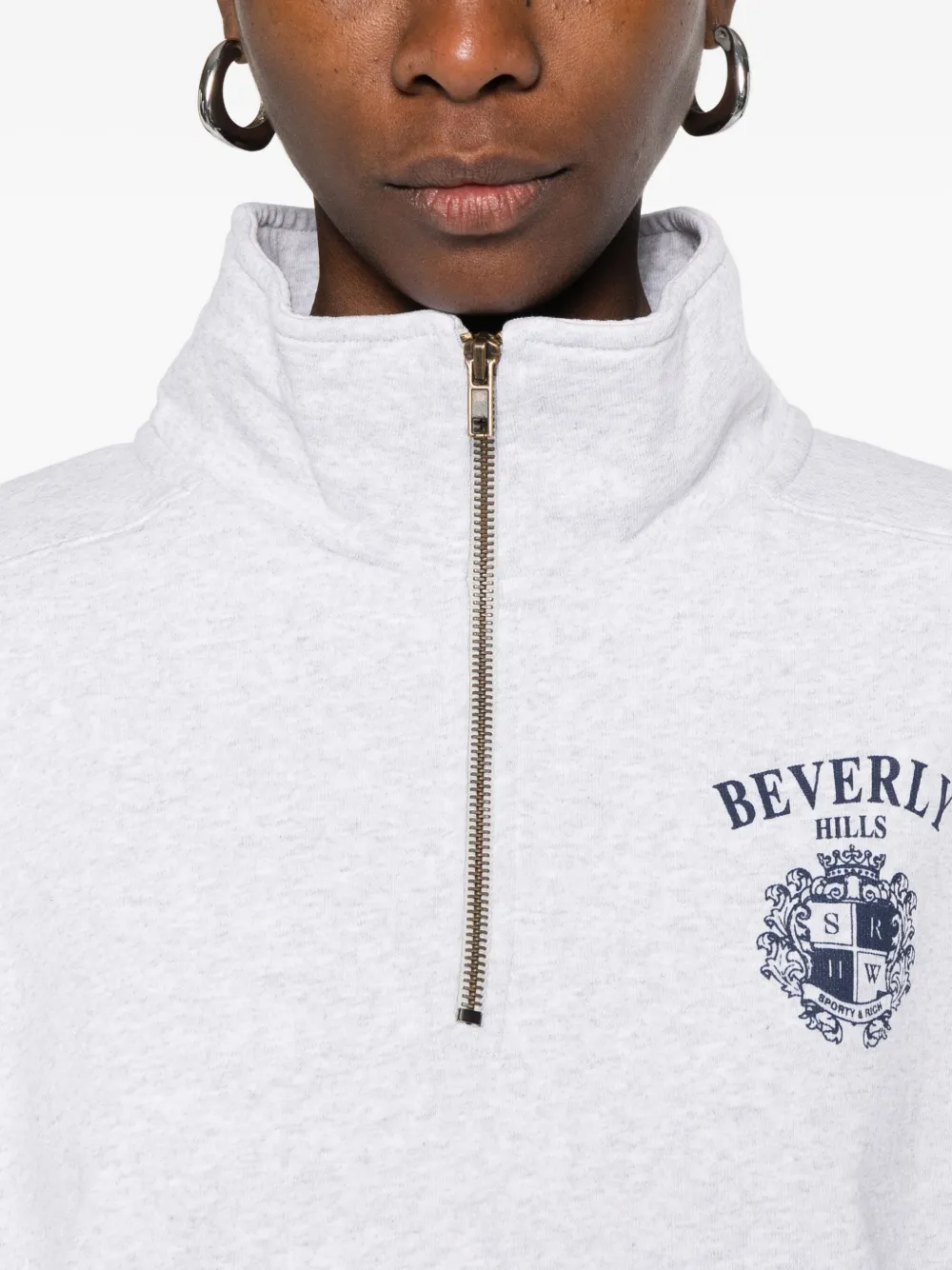 Sporty And Rich Quarter-zip Pinted Sweatshirt In Multi