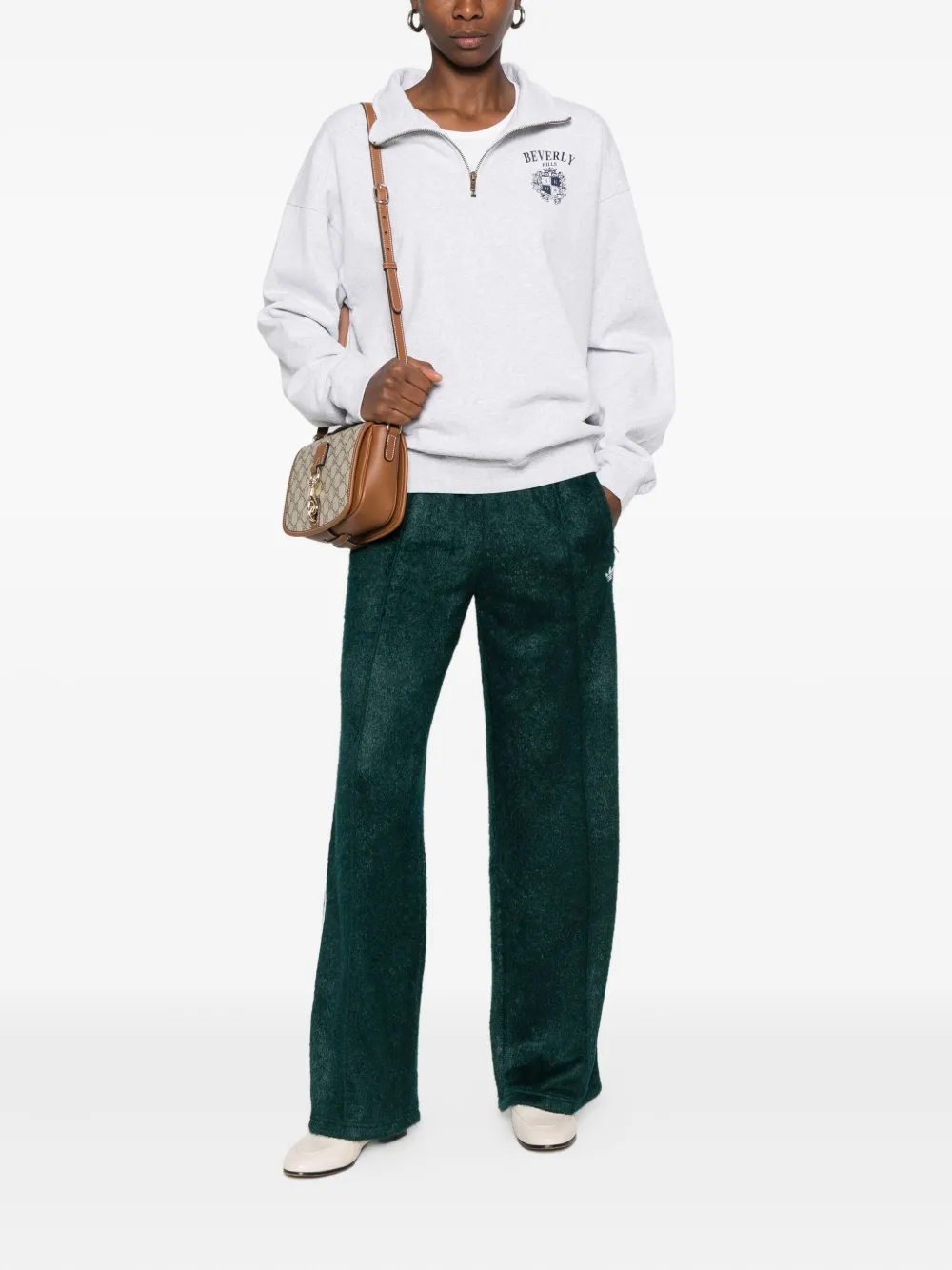 Sporty And Rich Quarter-zip Pinted Sweatshirt In Multi