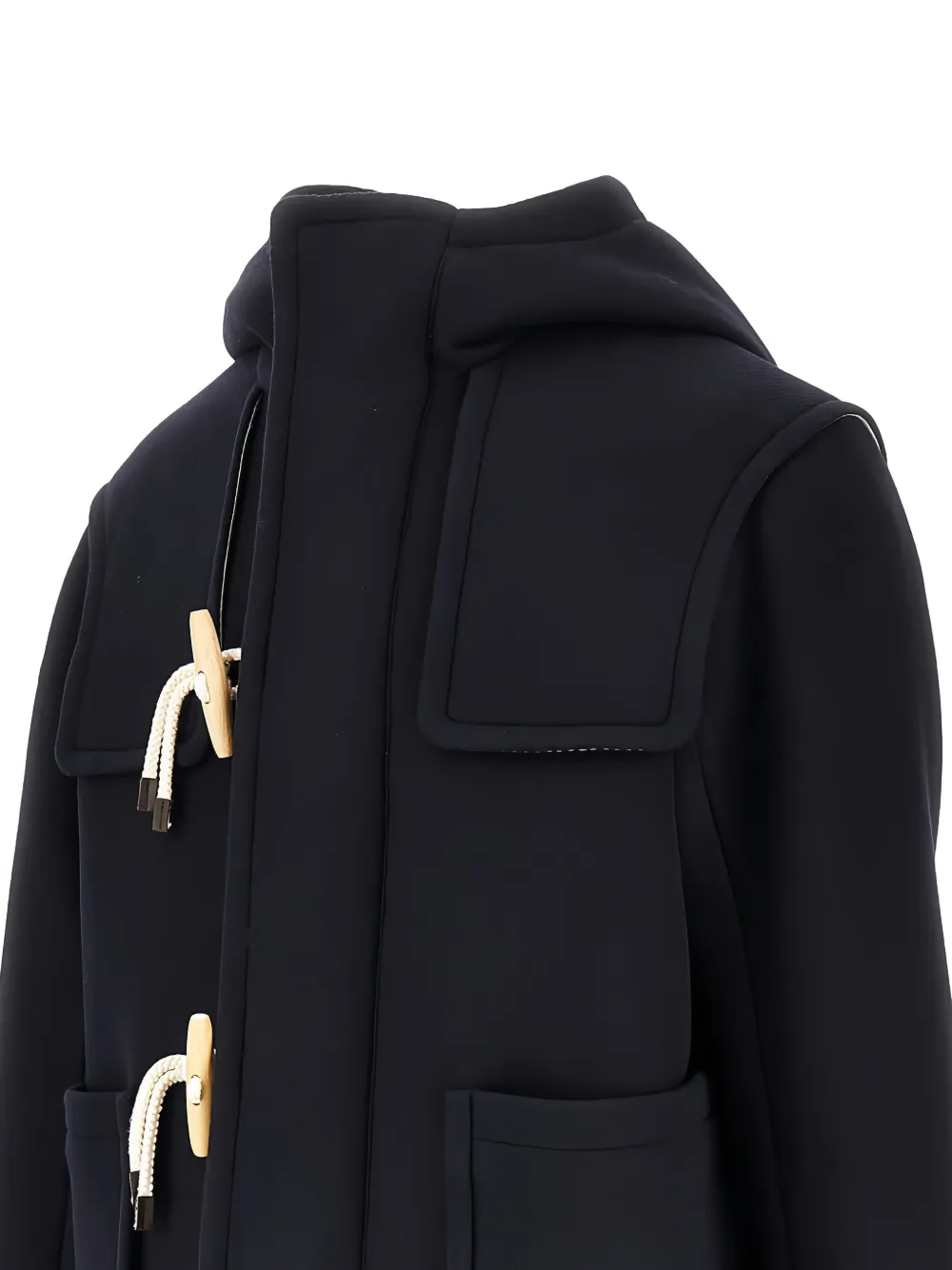 Emporio Armani Wollen duffeljas met capuchon en houtje-touwtje sluiting Blauw