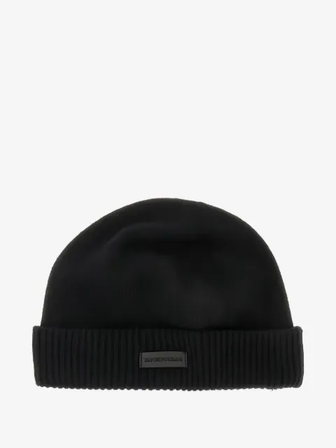 Emporio Armani logo-patch beanie hat