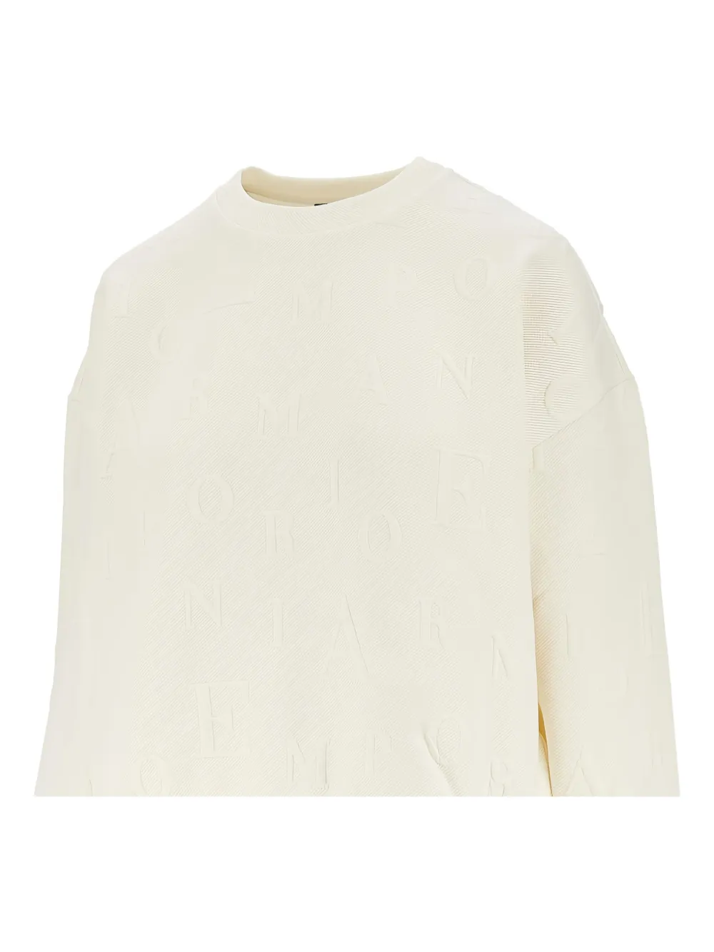 Emporio Armani Embossed-pattern Crew-neck Sweatshirt In White