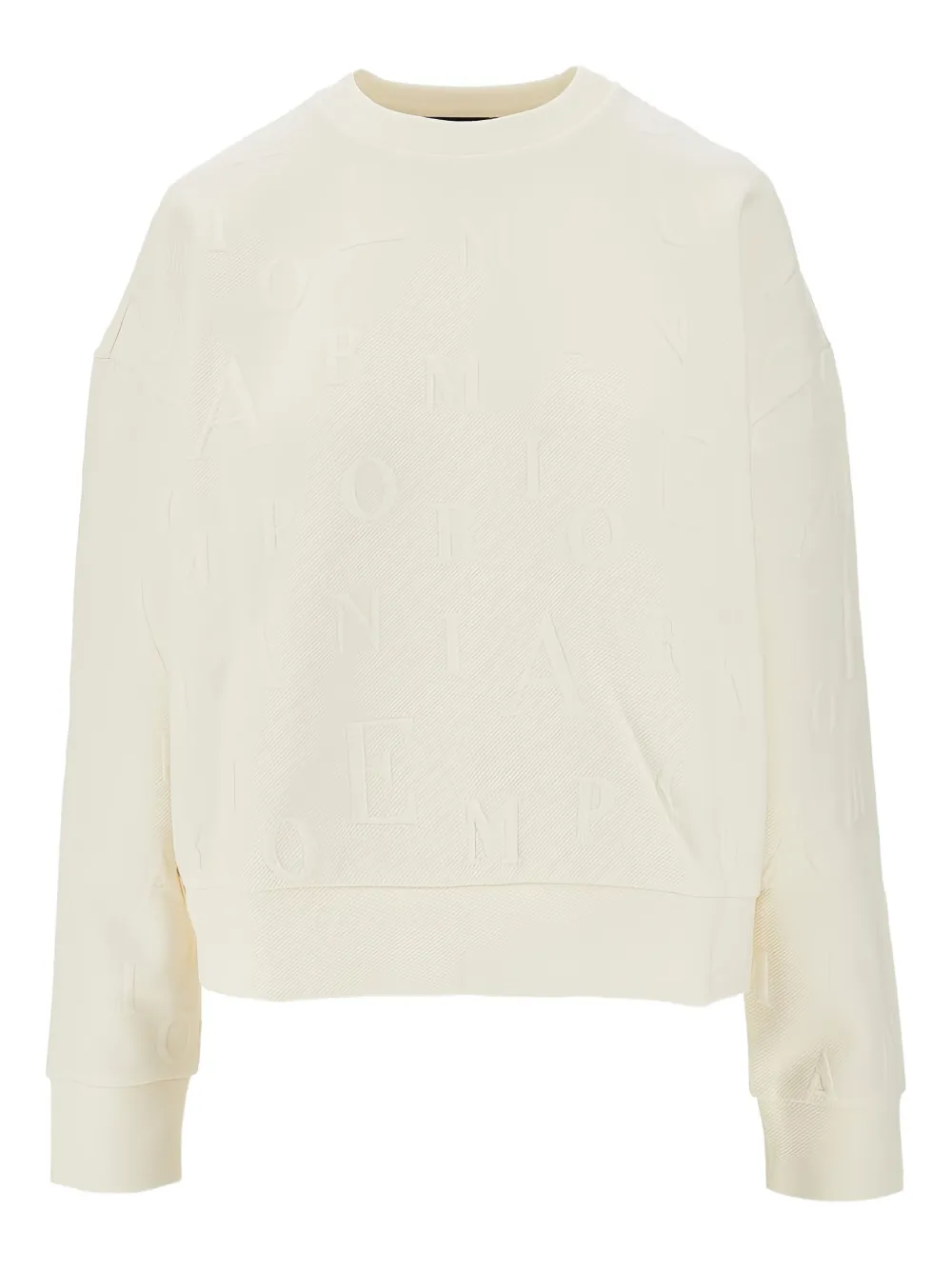 Emporio Armani Embossed-pattern Crew-neck Sweatshirt In White