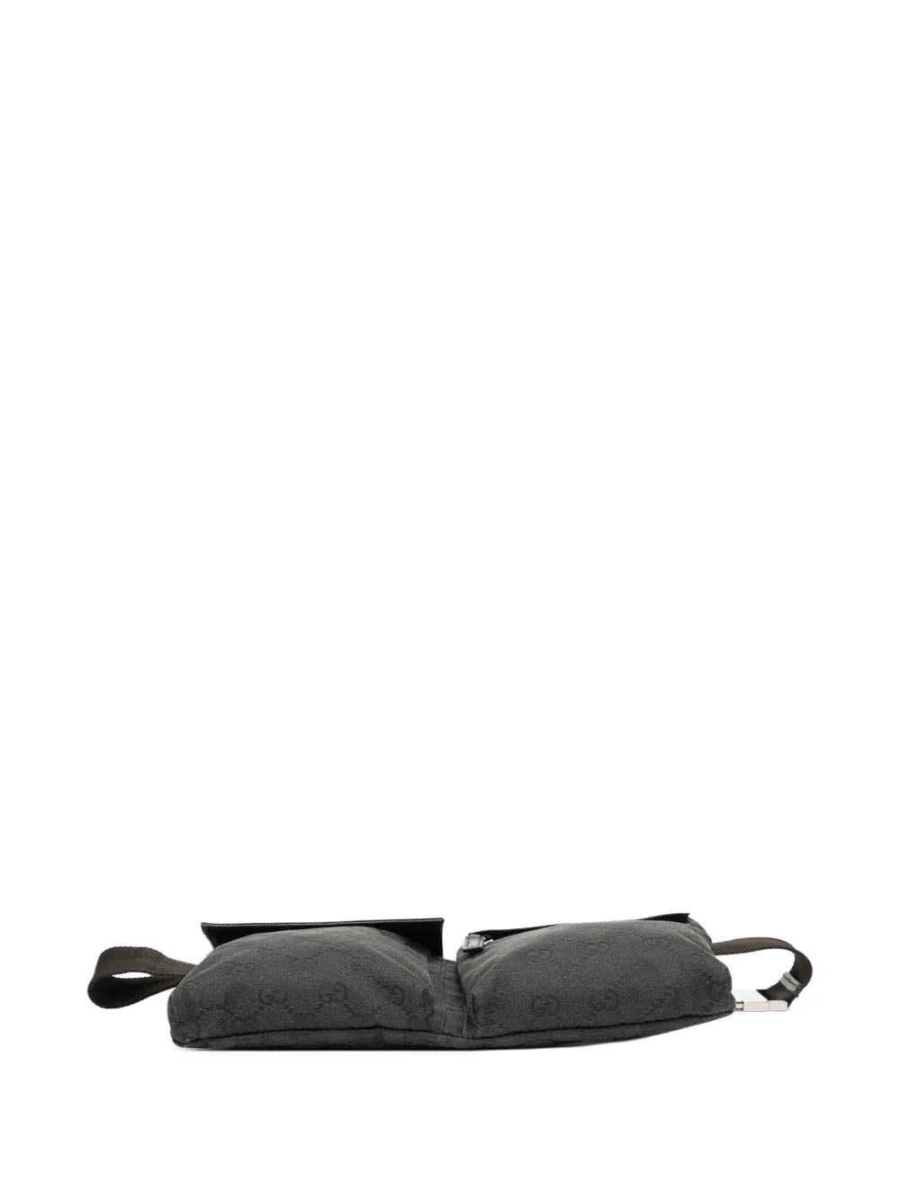 Pre-owned Gucci 2000-2015 Gg Canvas Double Pocket Belt Bag In Black