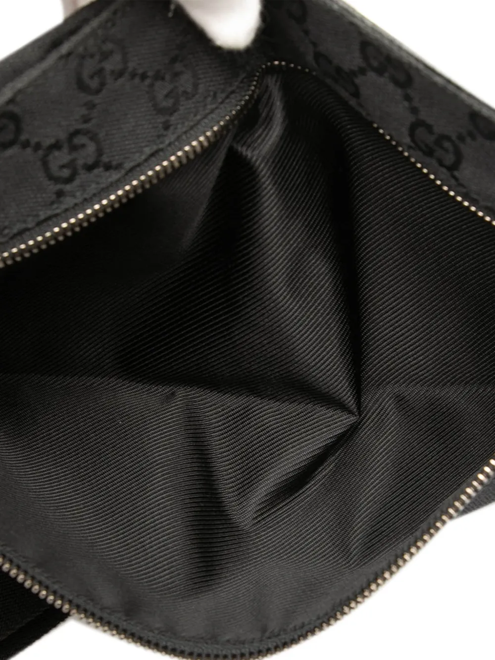 Pre-owned Gucci 2000-2015 Gg Canvas Double Pocket Belt Bag In Black