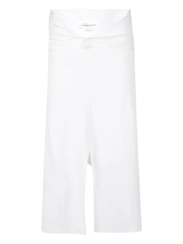Victoria Beckham Twisted-detail Midi Skirt in White