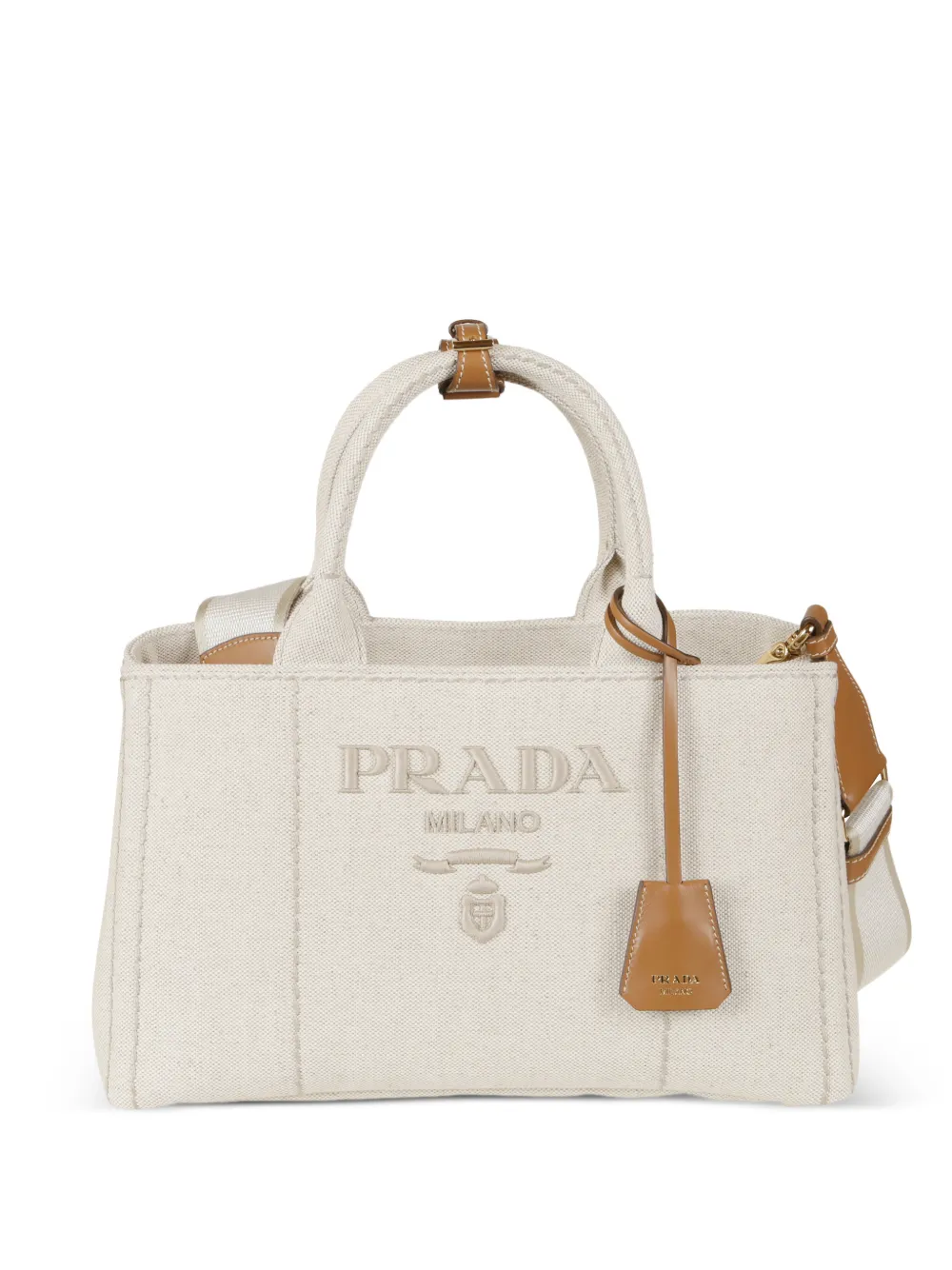 Prada logo-detail top-handles tote bag - Toni neutri