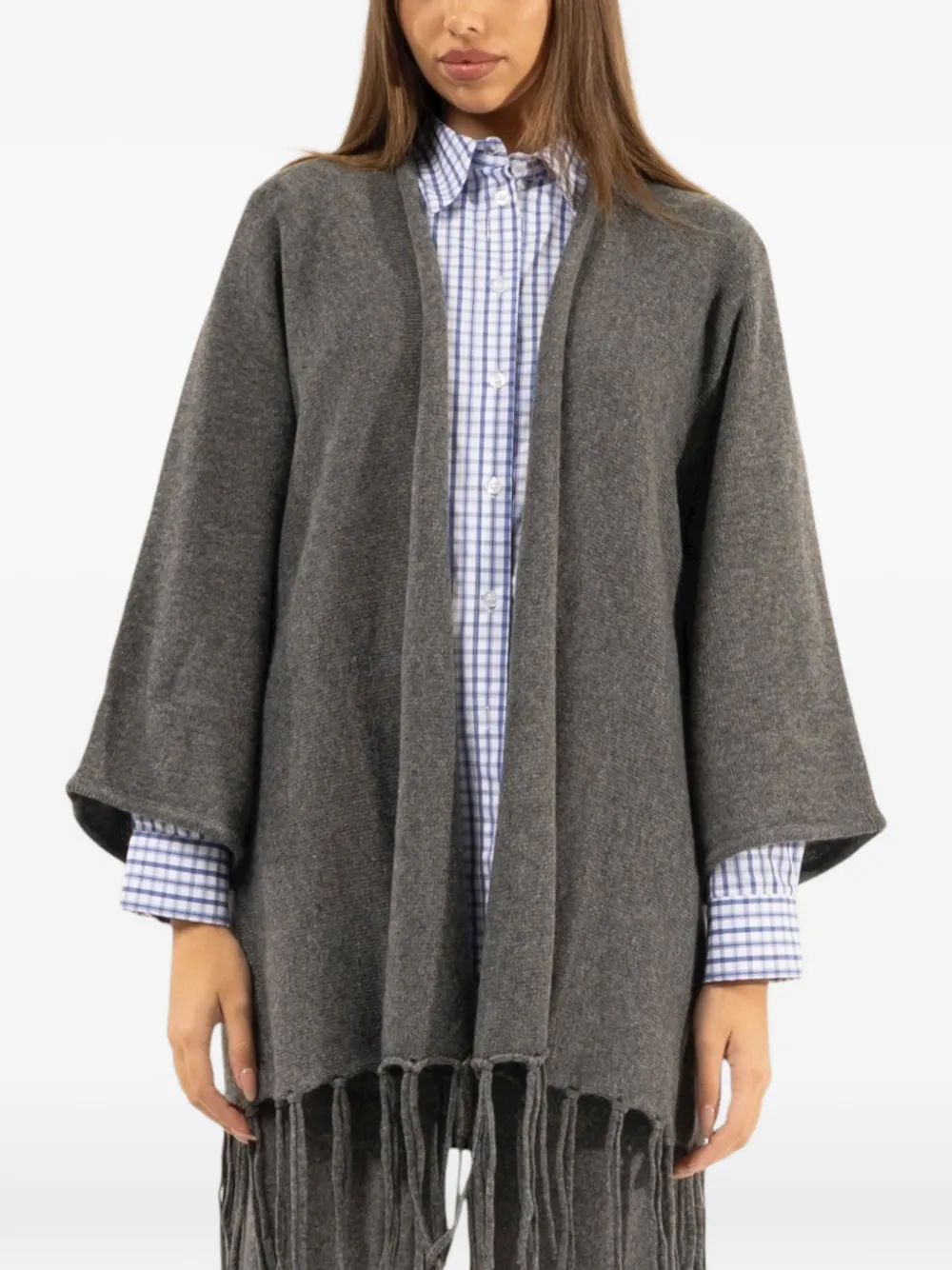 KONTATTO fringed-hem cardigan | Grey | Image 1