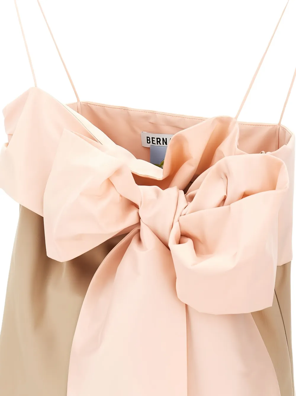 Bernadette bow-detail spaghetti-strap dress - Beige