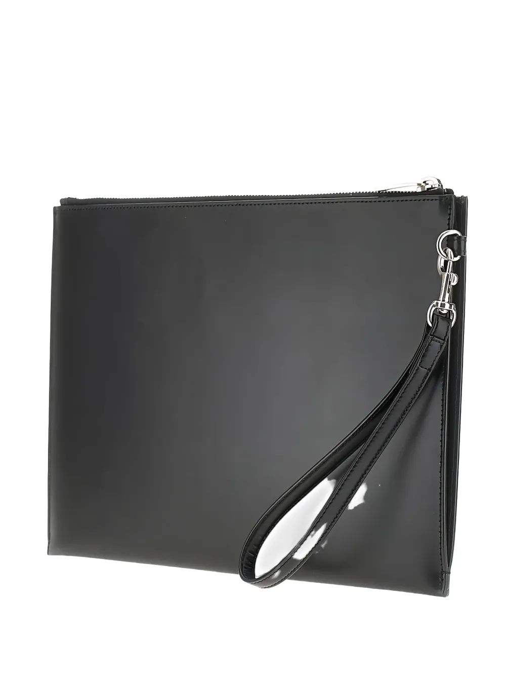 Saint Laurent Cassandre Zip Wrist-strap Pouch In Black