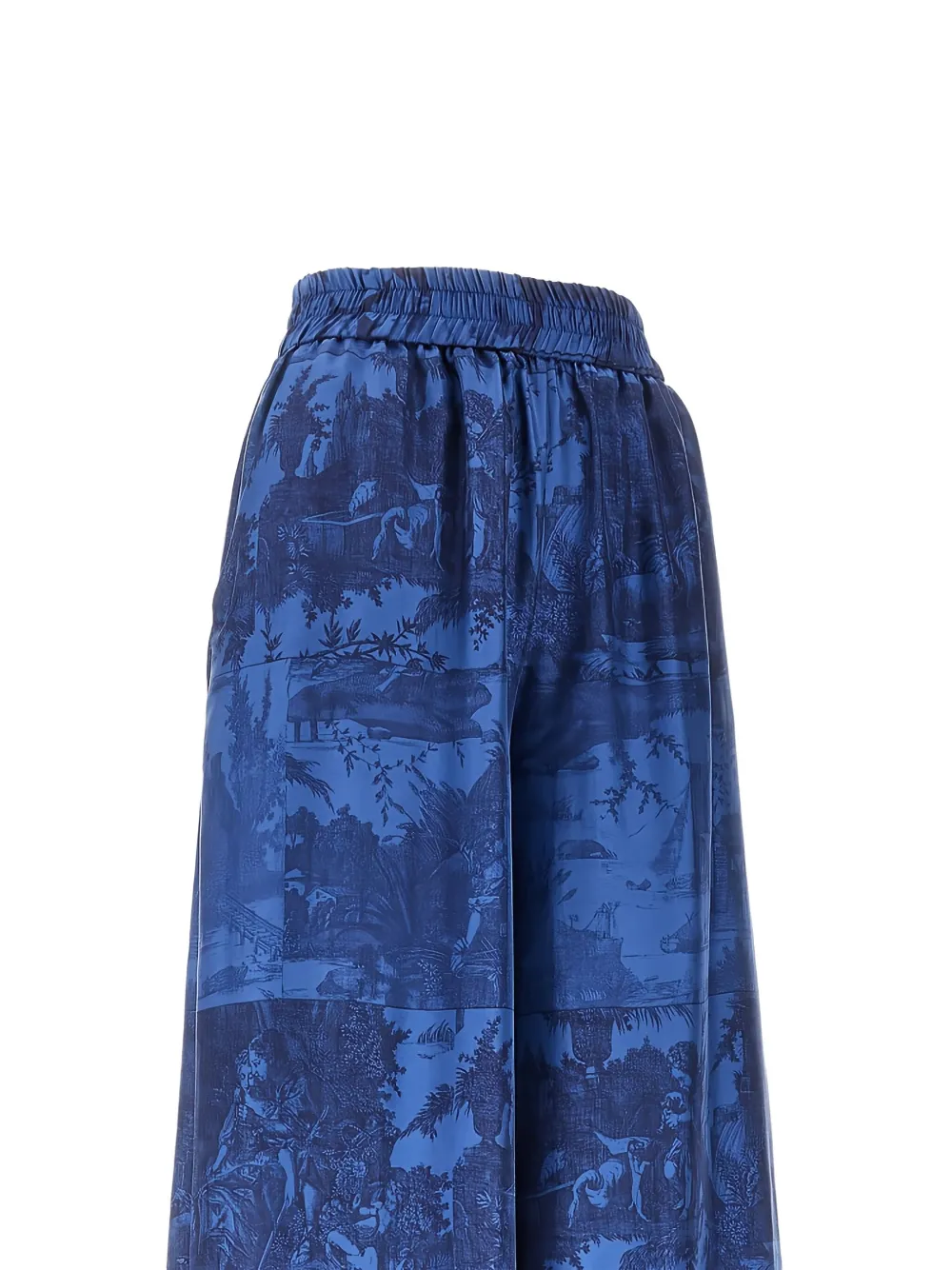 Pierre-Louis Mascia Palazzo broek met elastische tailleband en print - Blauw