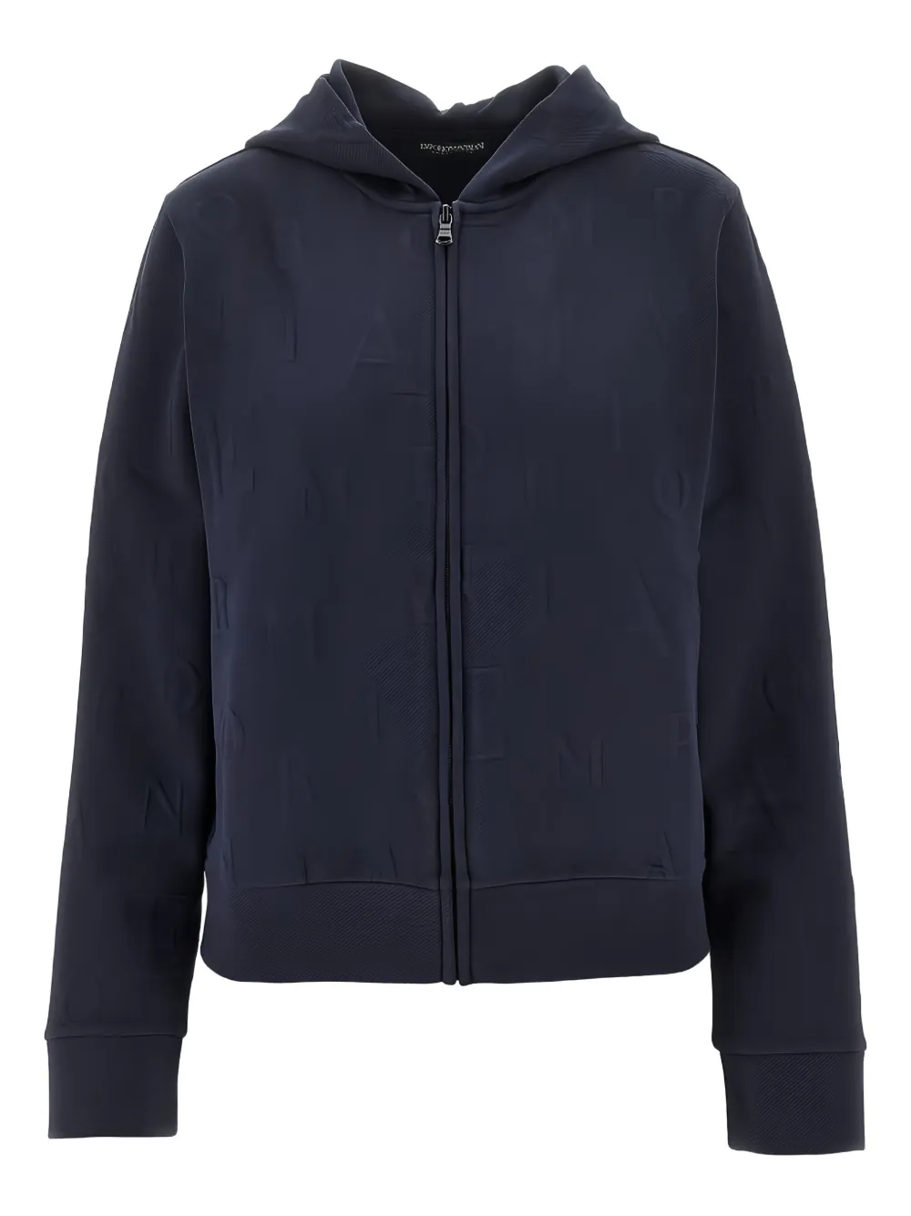 Emporio Armani Logo-embossed Hoodie In Blue