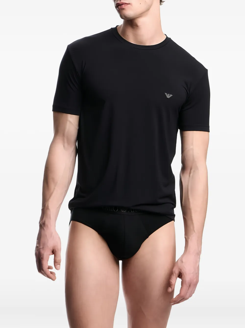 Ea7 Emporio Armani T-shirt met geborduurd logo - Zwart