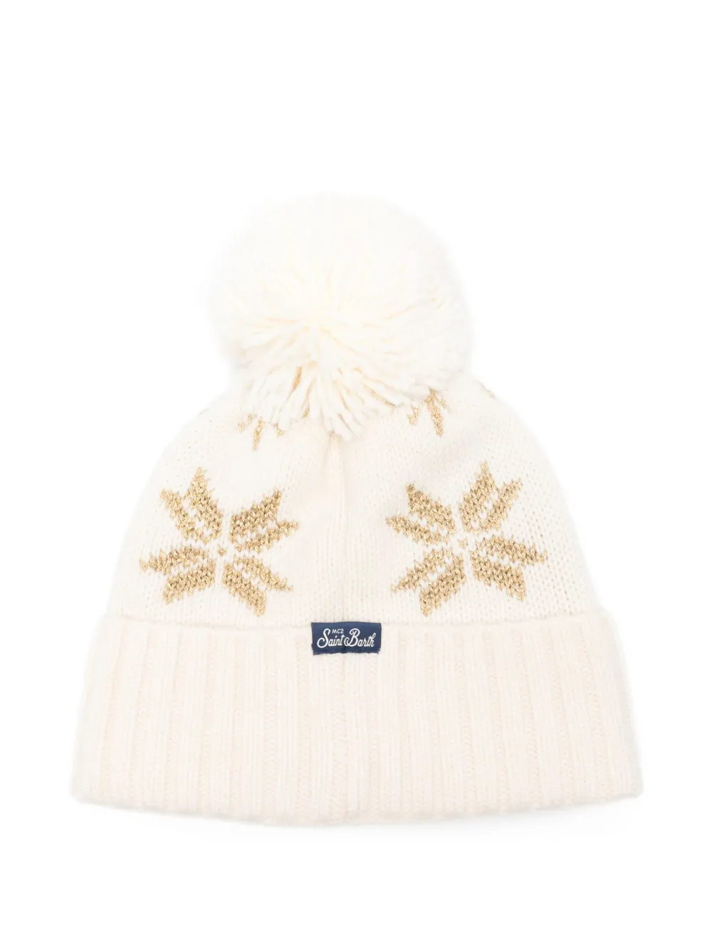 Mc2 Saint Barth Pompom Snowflake Hat In White