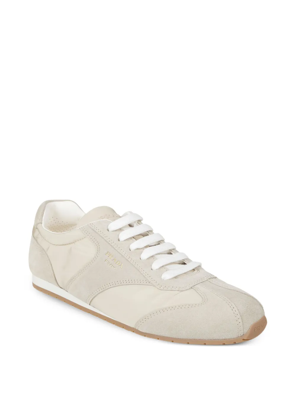 Prada Sneakers met logo Beige